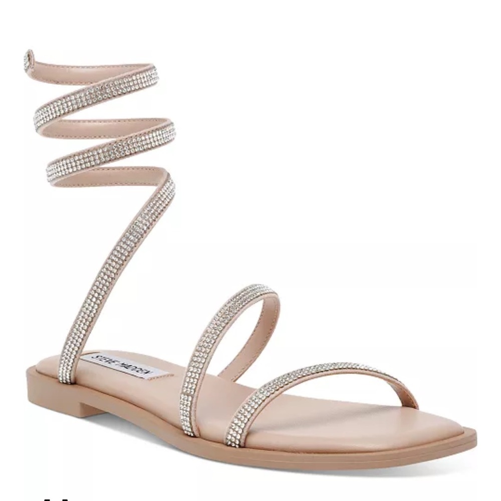 𝅺Steve Madden Azaria Rhinestone Coiled Flat Sandals 7.5